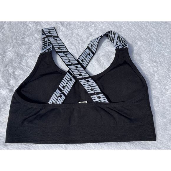 Puma Women’s Black Sports-bra sz Lg cross back - Picture 2 of 3